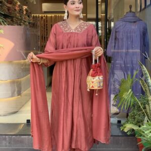 Dark Red Hand Worked Gown