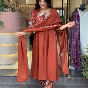 Red Printed Gown